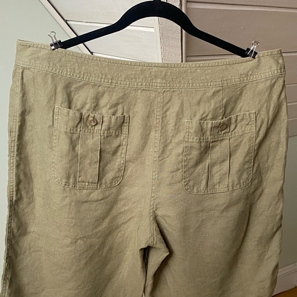 J. Jill 100% Linen Shorts Size 14 Tan Ecru Roll Hem Flat Front - Picture 7 of 12